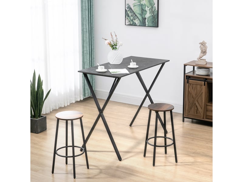  Table haute de bar style industriel effet marbre, bois et acier, 120 x 60 x 102 cm, noire  - Conforama C