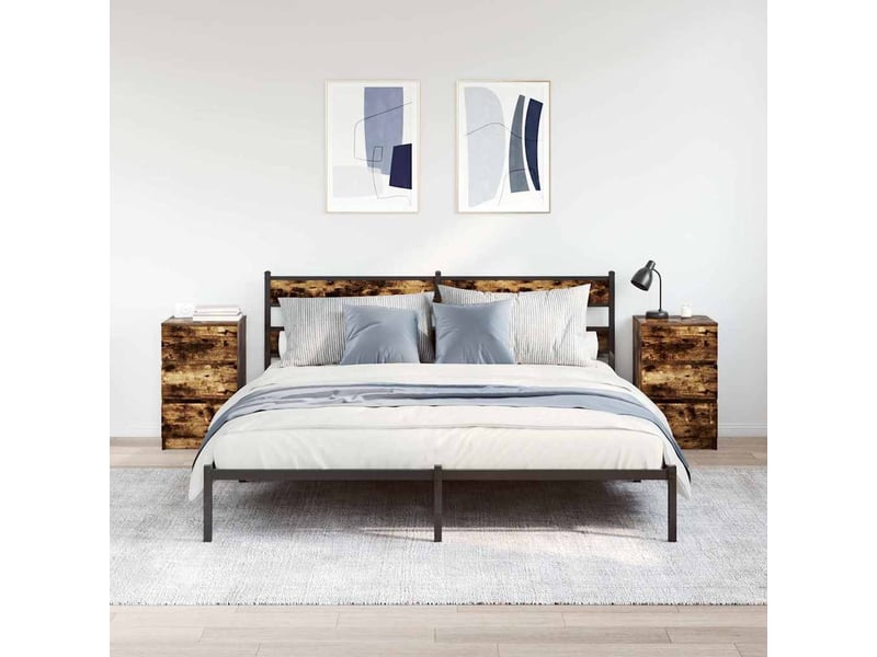  Lot de 2 tables de chevet - cabinet de chevet - table de nuit avec 3 tiroirs chêne fumé 39x35x65 cm  - Conforama B