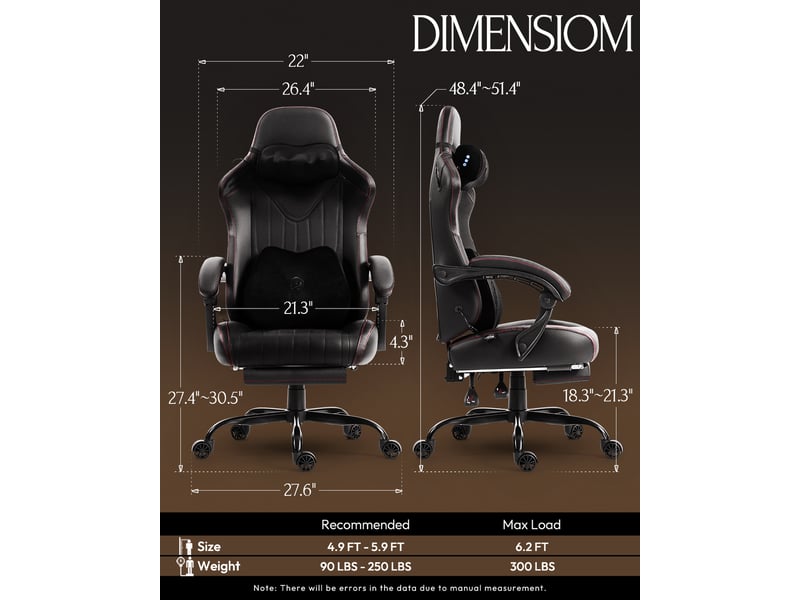  Fauteuil gaming ergonomique – assise à ressorts ensachés – repose-pieds – réglable – similicuir noir  - Conforama D