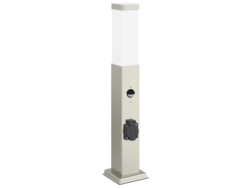  Lot de 3 borne lumineuse avec détecteur et prise 50 cm acier inoxydable ip44 shl53516  - Conforama D