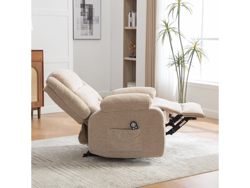  Fauteuil inclinable électrique multifonctionnel 96x96x101cm - avec assistance au maintien en hauteur, massage par vibrations - chenille - marron  - Conforama E