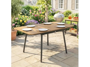Table de jardin 140x80 cm 6 personnes pieds réglables métal teck