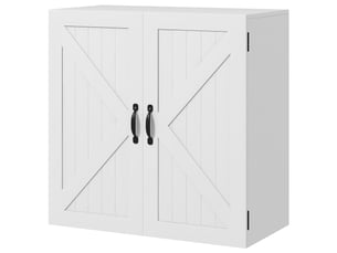 Armoire murale de salle de bains en bois blanc, style campagne, étagère réglable, 60 x 30 x 60 cm