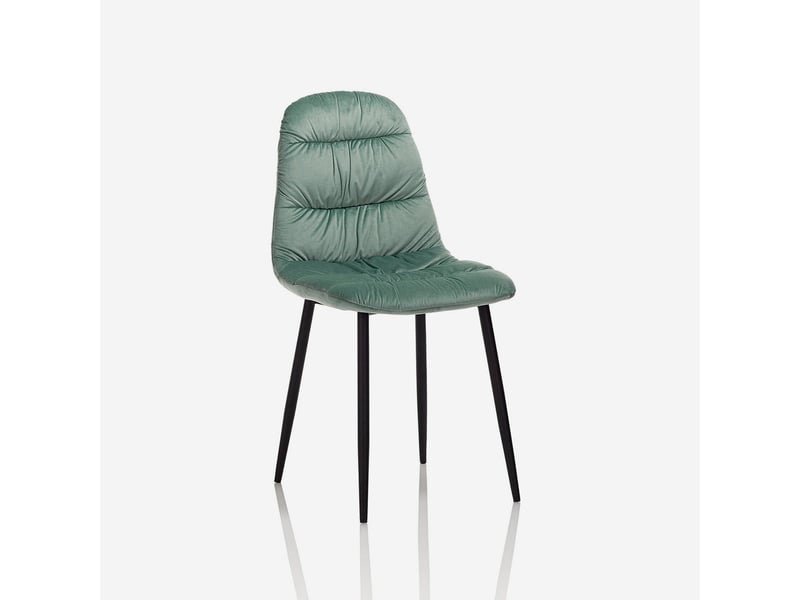  Lot de 4 chaises capitonnées en velours avec pieds métalliques marta - vert foncé  - Conforama C