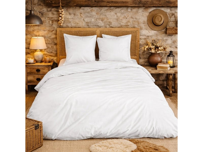 Parure de lit en percale de coton 65 filscm² PAR_PERCOT_BL140 - Conforama A