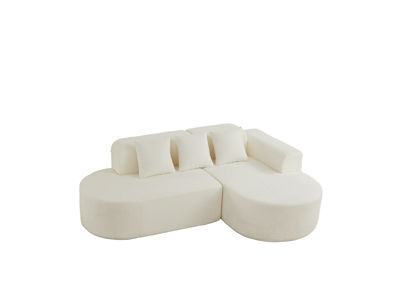  Canapé d’angle 3 places en tissu chenille crème  - Conforama A