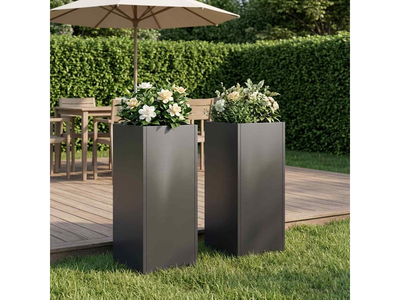 Jardinière - cache-pot de jardin 2 pcs noir 20 x 20 x 40 cm - Conforama B