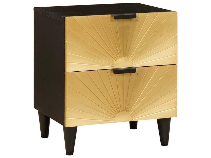  Table de chevet 2 pièces noir et or 40 x 33,5 x 46 cm  - Conforama C