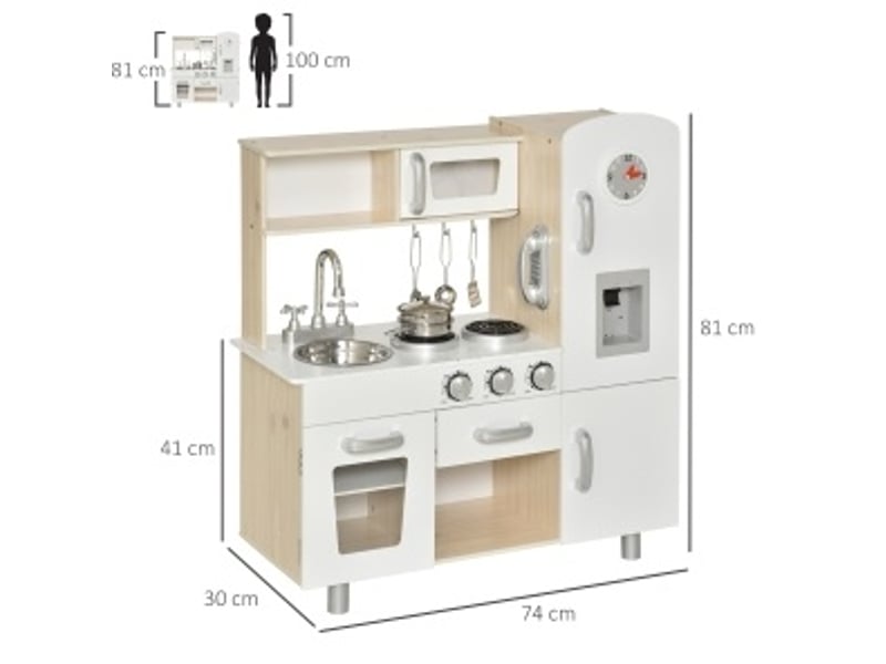  Cuisine jouet enfant 74 x 30 x 81 cm – blanche – évier, plaques à induction et rangements dès 3 ans  - Conforama C