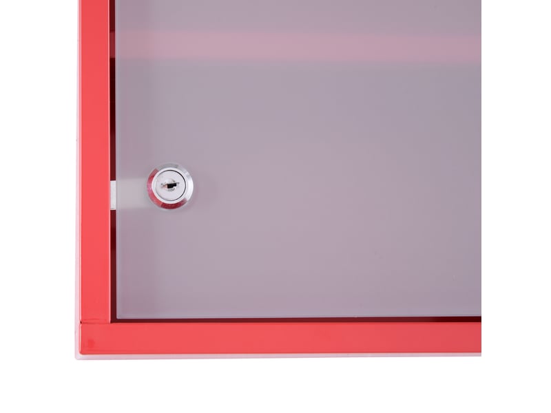 Armoire à pharmacie 30x12x60 cm – rouge – acier avec serrure et porte tip-on sécurisée en verre satiné - Conforama E