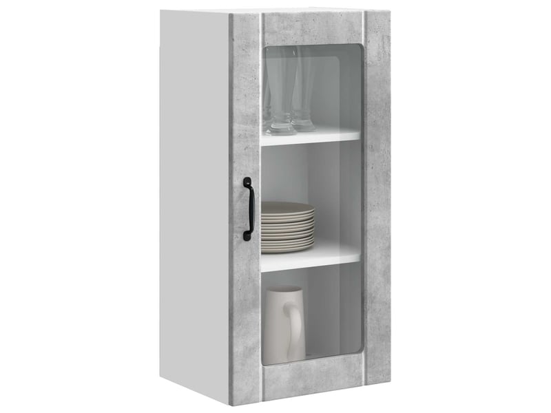  Meuble mural de cuisine, cabinet en verre mural 2 pcs gris béton bois d'ingénierie shl5420  - Conforama C