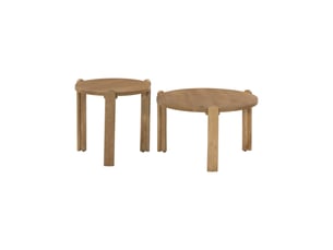 Set de 2 tables basses rondes bois de manguier naturel - pallavi