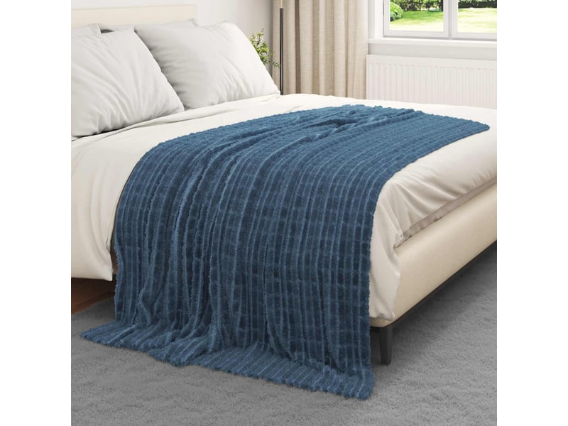  Couverture jetée de canapé bleu marine 200x150 cm 0.75 kg toison  - Conforama C