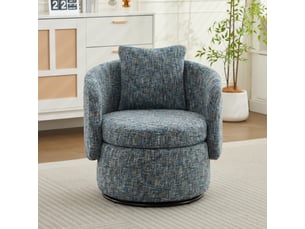 Fauteuil pivotant 028 bleu, rotation 360°, rangement caché et coussin de dossier épais