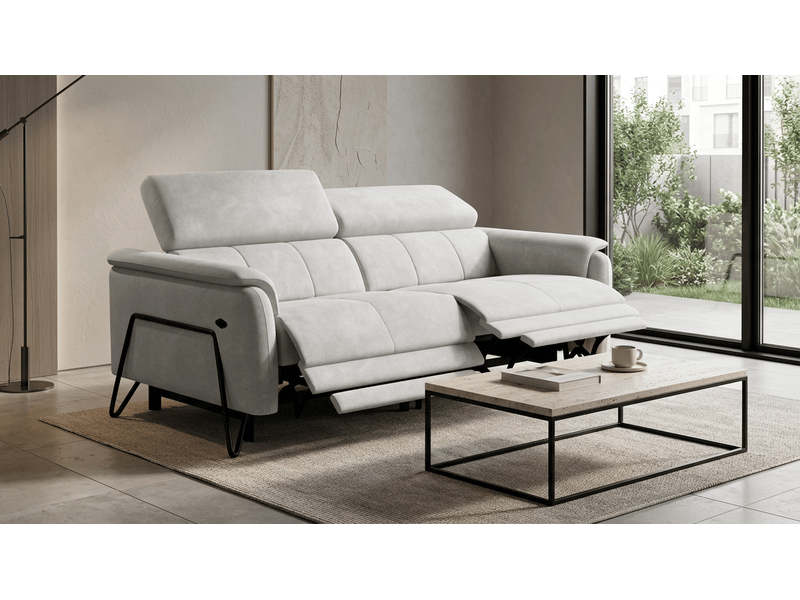  Canapé 3 places roden, 2x relax, tissu velours crème RODEN - Conforama B