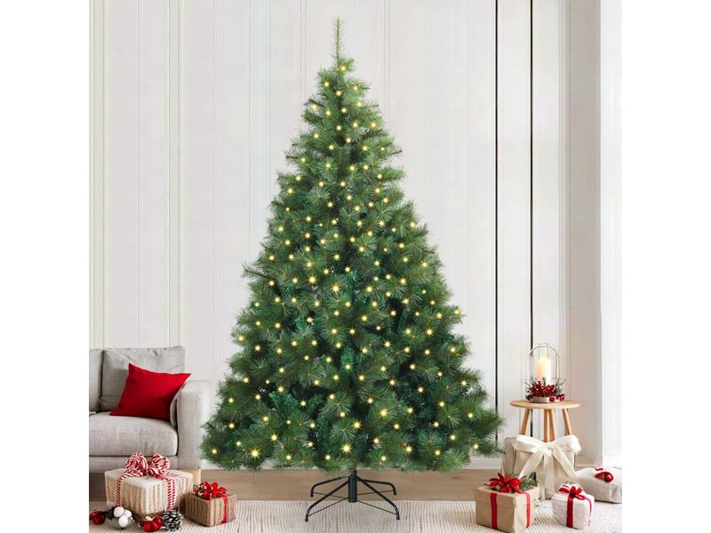  Sapin de noël, arbre de noël artificiel avec 300 led vert 240 cm pe et pvc cf61258  - Conforama B