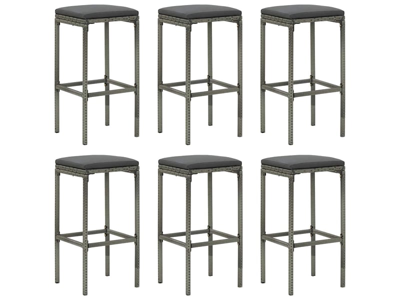  Lot de 6 tabouret de bar, chaise de bar avec coussins gris résine tressée  - Conforama B