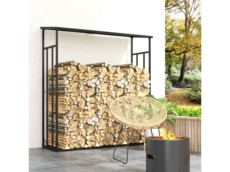  Abri-bûches extérieur avec protection imperméable, 1,7 m³, 185 x 62 x 184 cm, noir  - Conforama D