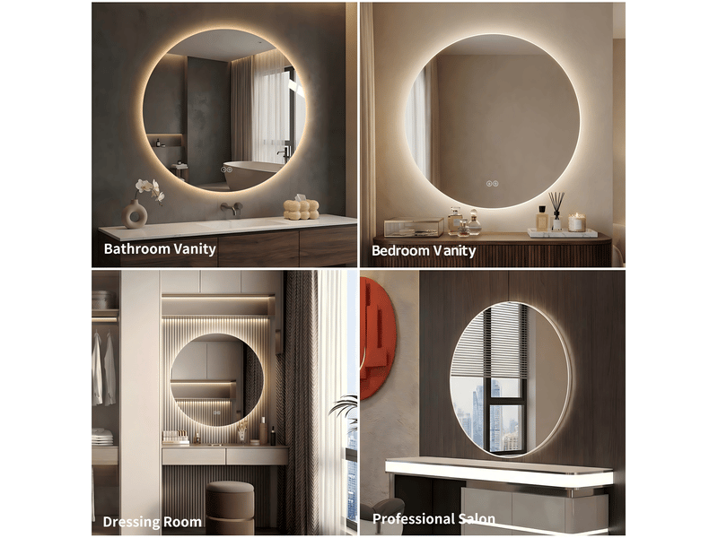  Miroir led rond de 70 cm pour salle de bain, rétroéclairé et anti-buée  - Conforama D