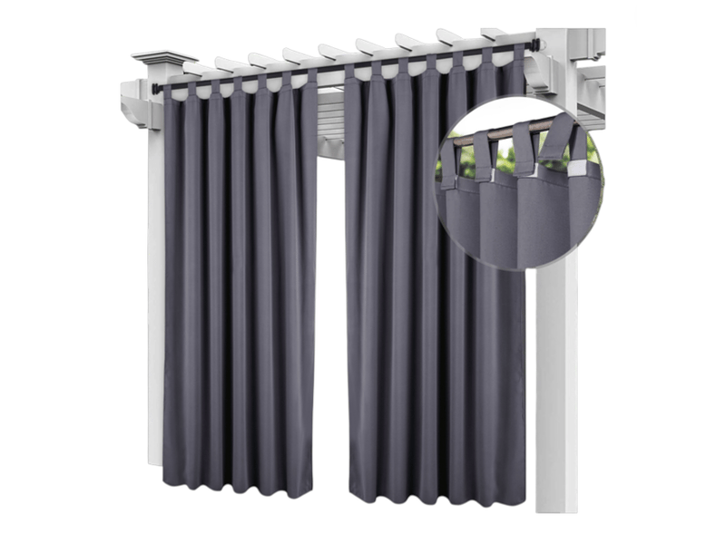  Rideaux d'extérieur imperméables 132 x 213 cm, coupe-vent, résistants aux uv, pour jardin, terrasse, tonnelle, cabane (lot de 2), gris  - Conforama A