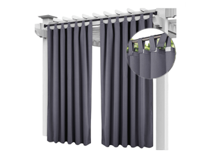 Rideaux d'extérieur imperméables 132 x 213 cm, coupe-vent, résistants aux uv, pour jardin, terrasse, tonnelle, cabane (lot de 2), gris