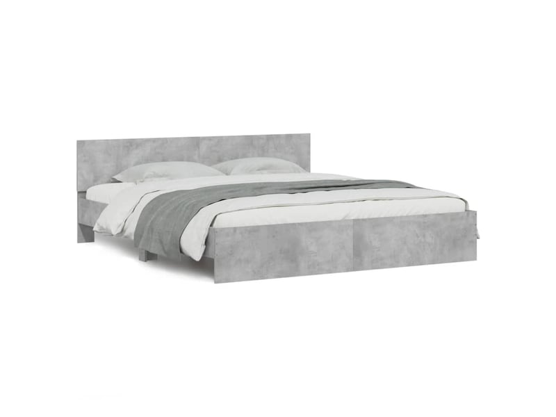 Lit double- lit adulte - cadre de lit avec led sans matelas gris béton 200x200 cm - Conforama D