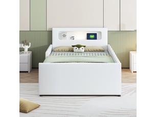 Lit simple 90x200 cm <strong>REDOM</strong> <strong></strong> coloris blanc