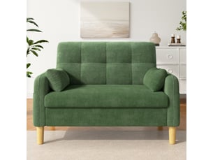 Canapé 2 places - 119x78x85 cm - canapé de salon divan lounge avec coussins et chenille - vert