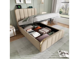 Lit coffre 90x200 cm <strong>HAUSS SPOLE</strong>  <strong></strong> coloris beige