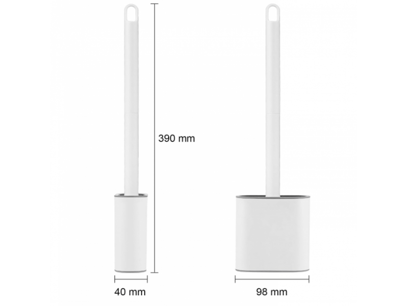  Brosse wc - brosse wc et support - blanc - 390 x 98 x 43 mm - suspendue - silicone - brosse wc à poser au sol  - Conforama B