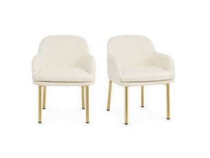 Lot de 2 chaises de salle à manger avec accoudoirs 61x59x78,5 cm, rembourrées, dossier ergonomique, polyester blanc