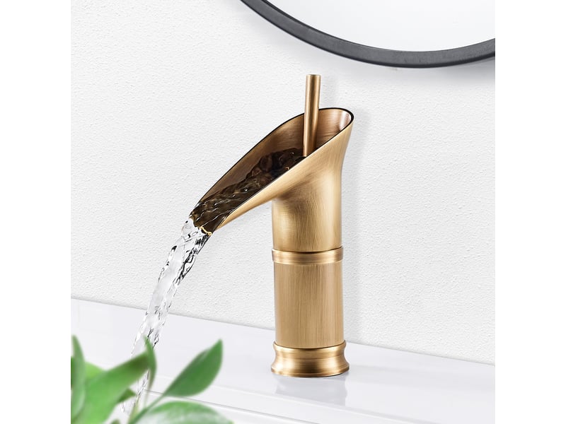  Robinet salle de bain cascade rétro laiton, robinet lavabo cascade, antique mitigeur salle de bain, robinet lave main eau chaude et froide,g38  - Conforama A