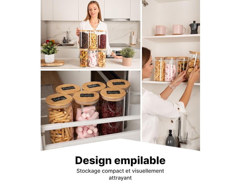 Bocaux de rangement en verre hermétique – lot de 4, 10x30cm  - Conforama C