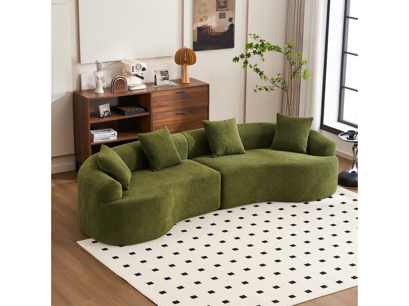  Canapé modulable incurvé,275x115x63 cm,4 places sans montage,chenille,vert  - Conforama B