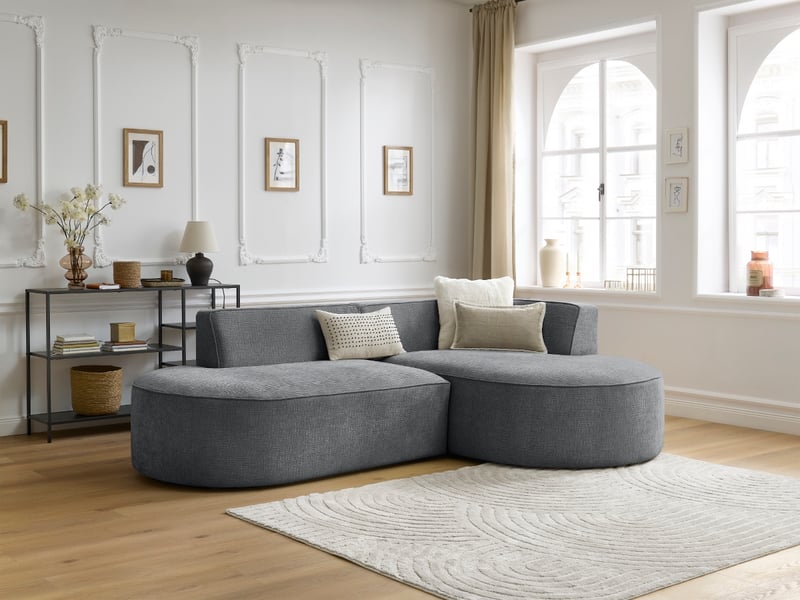  Bobochic canapé d'angle fixe rousseau tissu texturé gris foncé  angle droit ROUSSEAU - Conforama B