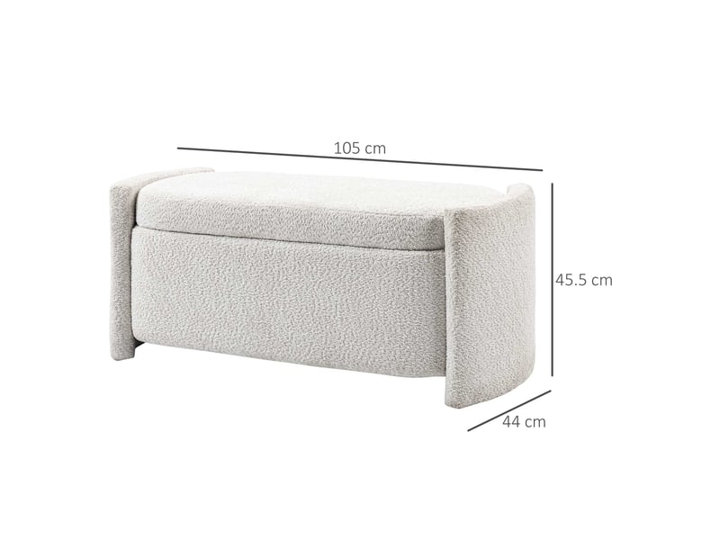  Banc de rangement rembourré pour entrée ou chaussures de couleur crème et beige mesurant 105 cm de large 44 cm de profondeur et 45,5 cm de hauteur  - Conforama C