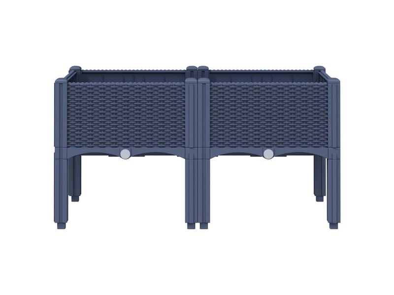  Jardinière - bac à fleurs avec pieds bleu gris 80x40x42 cm pp  - Conforama C