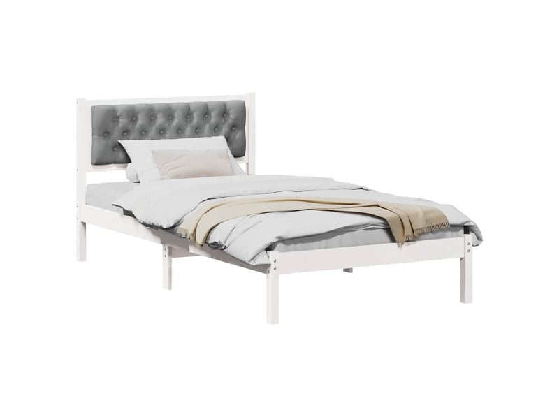  Lit simple- lit adulte -  cadre de lit gris clair 100 x 200 cm pin massif  - Conforama B