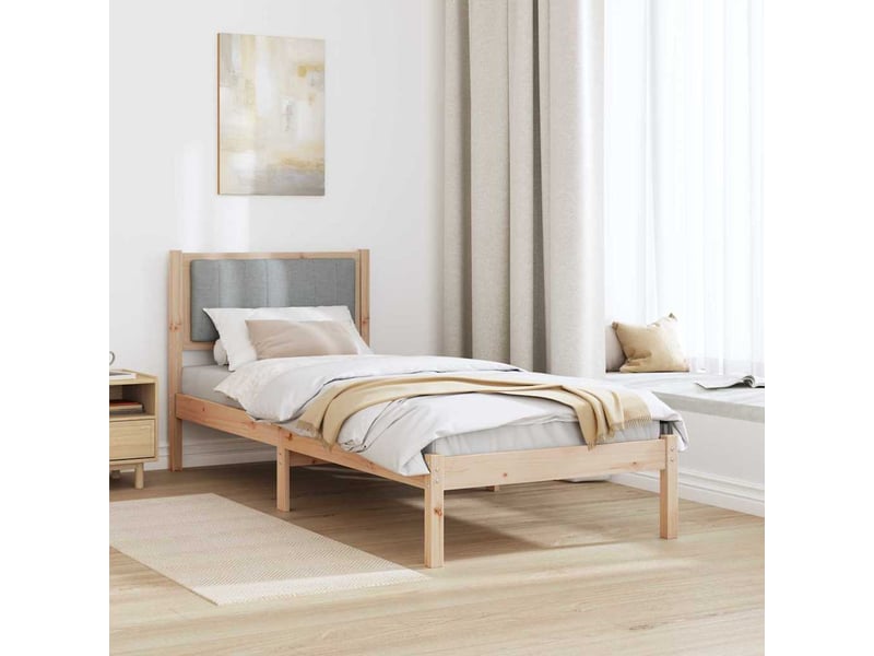  Lit simple- lit adulte -  cadre de lit avec tête de lit rembourrée gris clair 80 x 200 cm  - Conforama C
