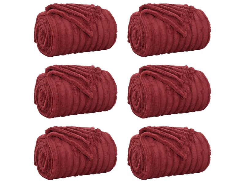 Couverture jetée de canapé 6 pcs bordeaux 270x240 cm 10.31 kg polaire - Conforama A