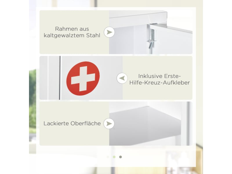  Armoire à pharmacie murale en acier blanc, verrouillable avec 2 clés, 40x15x53,5 cm  - Conforama E