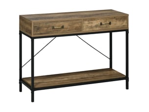 Console avec 2 tiroirs et 1 étagère, style industriel, pour entrée et salon, en bois, brun, 100 × 35 × 76,5 cm