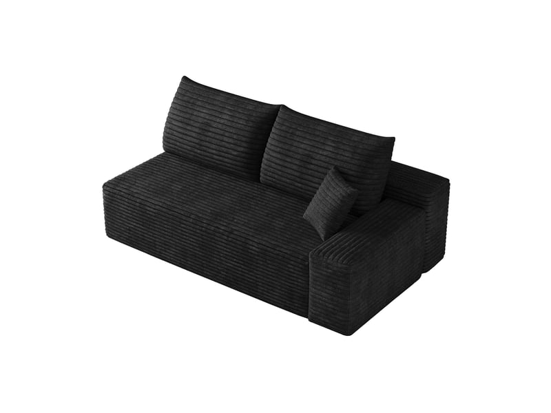  Canapé droit 2 places sans montage, assise rembourrée en velours côtelé noir, 175 × 95 × 83 cm  - Conforama A