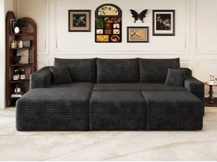 Canapé d'angle compressé panoramique fixe <strong>LEYTN</strong> <strong></strong> 5 places Tissu