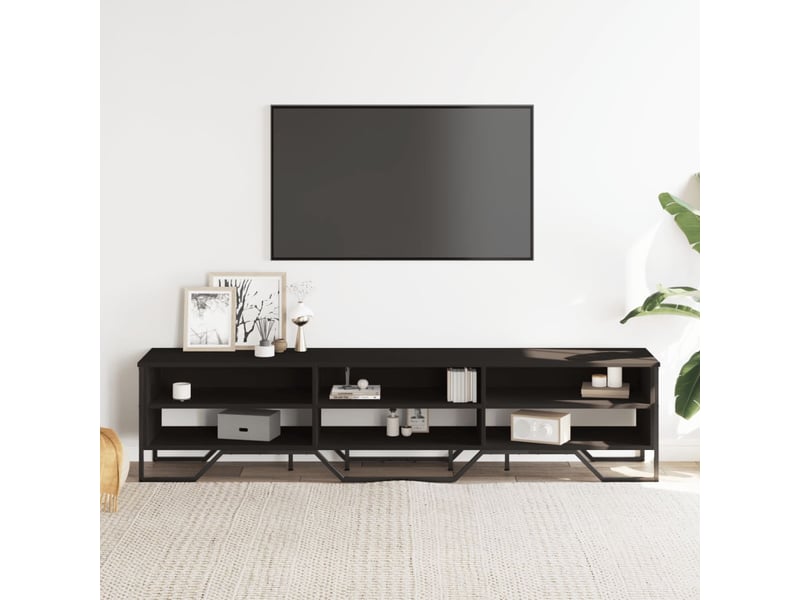  Meuble tv - banc tv - meuble de rangement noir 180x34x41 cm bois d'ingénierie  - Conforama C