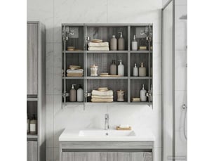 Armoire miroir de salle de bain, cabinet de salle de bain gris sonoma 63,5 x 16 x 62,5 cm cf65171
