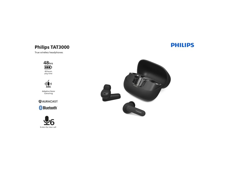  Écouteurs true wireless philips tat3000bk noir  - Conforama A