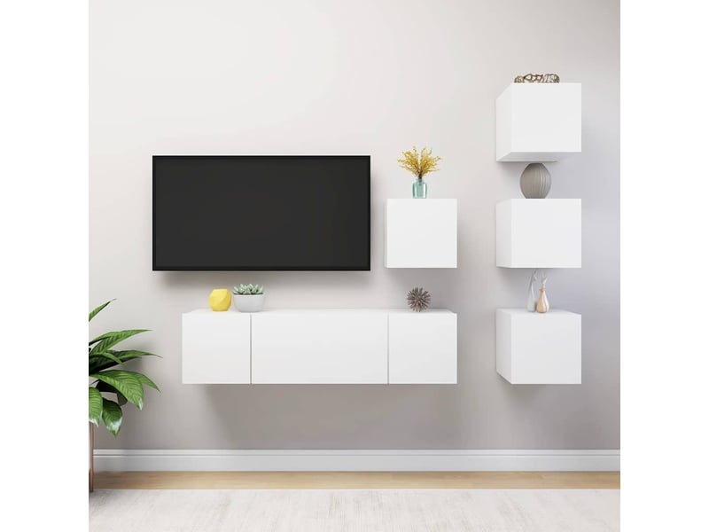  Ensemble de meubles tv 6 pcs blanc bois d'ingénierie shl6587  - Conforama B