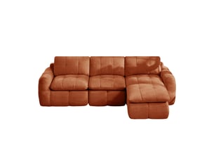 Canapé d'angle compressé réversible fixe <strong></strong> <strong>Fay Lum</strong> 3 places Tissu orange