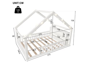 Lit mezzanine 140x190 cm <strong></strong>  <strong></strong> coloris blanc